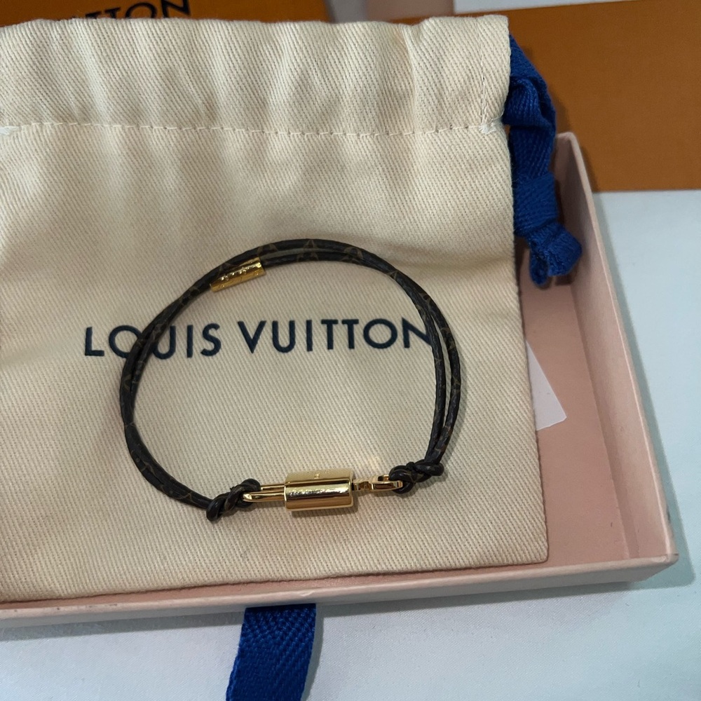 Louis Vuitton Black Cord Bracelet with Gold-Tone Lock - Picture 5 of 6